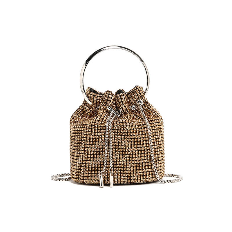 Selling Evening Bag With Rhinestones, 2026 Spring New Fashion Chain Diamond-Encrusted Shoulder Crossbody Bucket Bag - Image 1