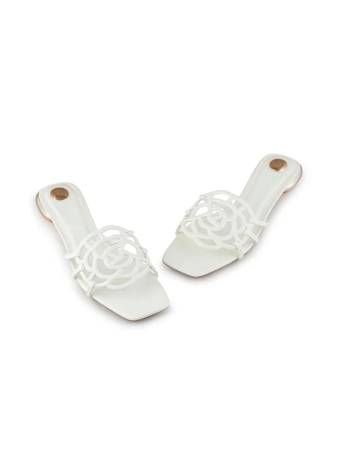 Vincci White Women Multi Strap Low Heel Sandals for Women | Best Price UAE