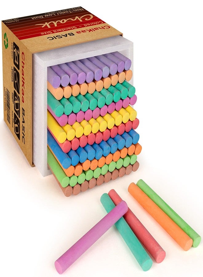 ChalKaa Dustless Colored Chalk 100PCS, 10 Colors Non-Toxic Classroom Chalks for Teachers & Students, School Chalkboard Supplies - Image 1