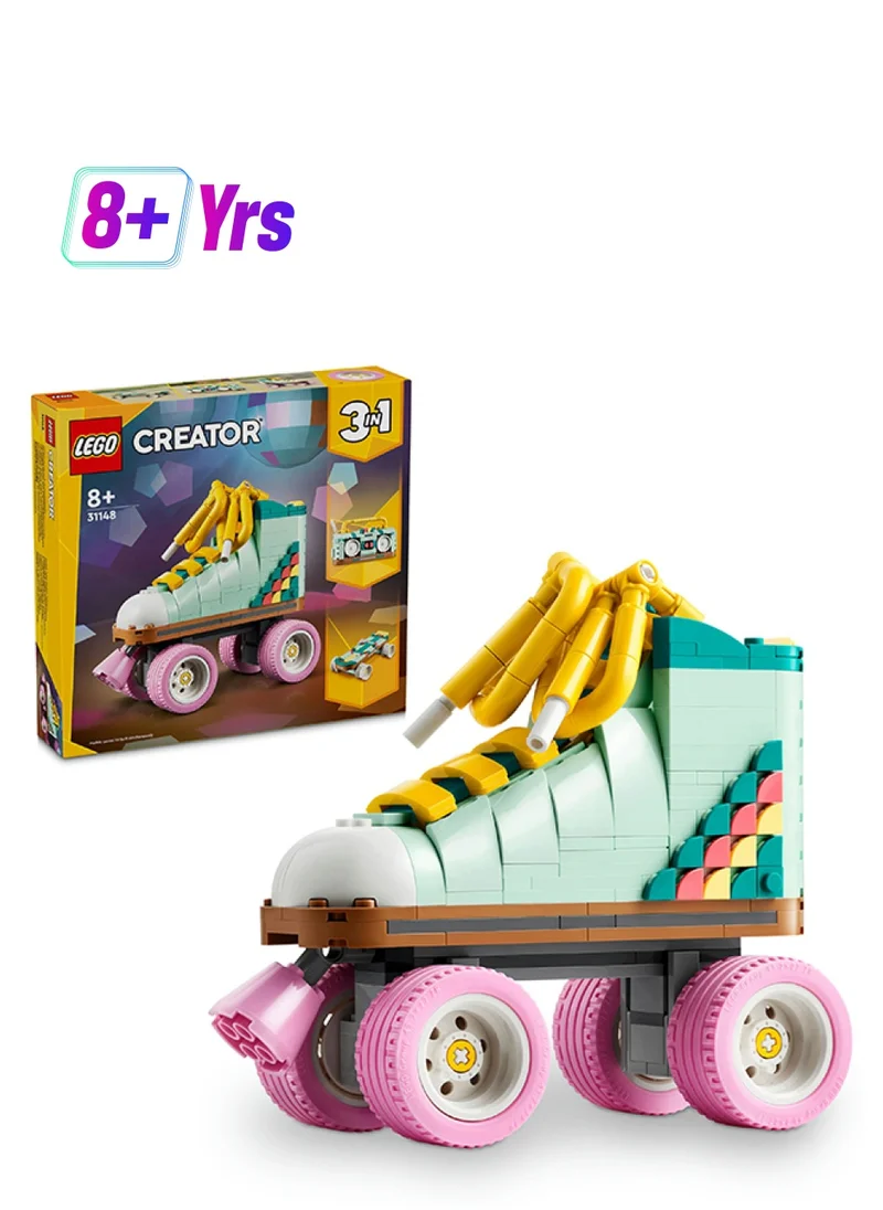 LEGO LEGO Creator 3in1 Retro Roller Skate to Mini Skateboard Toy to Boom Box Radio, Set for 8 Plus Year Old Girls & Boys, Desk Decoration or Bedroom Accessories, Ramadan Gifts for Music Lovers 31148