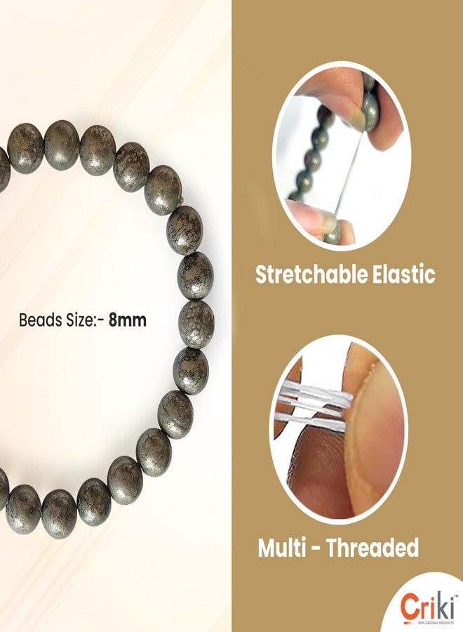 CRIKI Raw Pyrite Bracelet Original Certified for Men and Women, Money Magnet, Pyrite Crystal, Dhan Yog, Stone for Money, Wealth, Manifestation, Meditation, and Reiki Healing - 8MM - Image 3