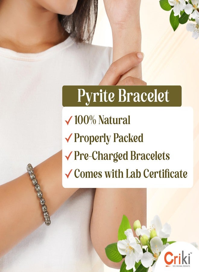 CRIKI Raw Pyrite Bracelet Original Certified for Men and Women, Money Magnet, Pyrite Crystal, Dhan Yog, Stone for Money, Wealth, Manifestation, Meditation, and Reiki Healing - 8MM - Image 4