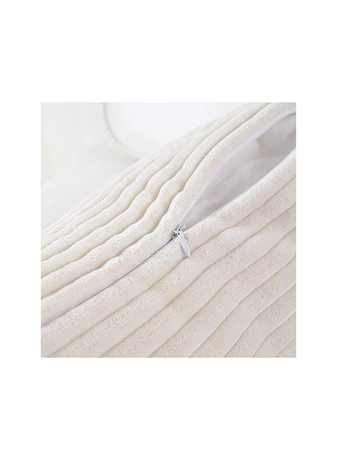 The Bros Corduroy Soft Decorative Square Throw Pillow Cover Cushion Covers Pillowcase, Home Decor Decorations for Sofa Couch Bed Chair 18x18 Inch/45x45 cm (2，Striped Cream) - Image 3