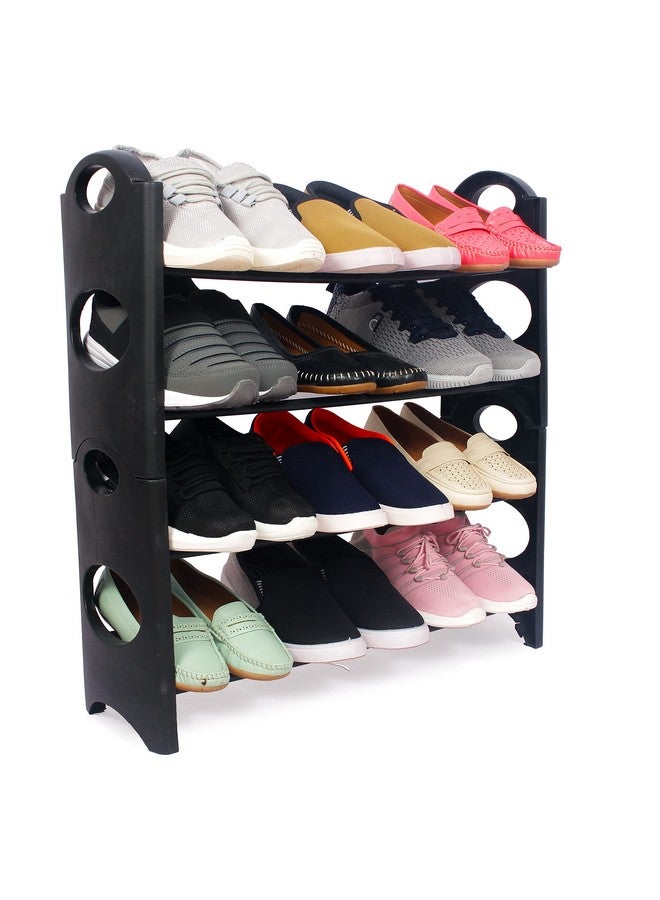 Ebee Easy to Assemble 4 Shelves, 12 Pair Metal & Plastic Shoe Rack - Image 3