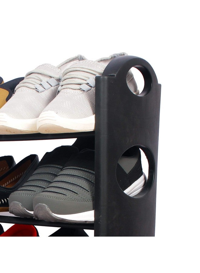 Ebee Easy to Assemble 4 Shelves, 12 Pair Metal & Plastic Shoe Rack - Image 4