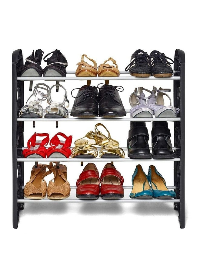 Ebee Easy to Assemble 4 Shelves, 12 Pair Metal & Plastic Shoe Rack - Image 1