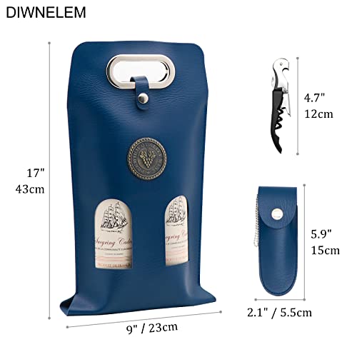 DIWNELEM حقيبة نبيذ جلدية من DIWNELEM - حقائب هدايا نبيذ جلدية مع فتاحة نبيذ - حقيبة حمل زجاجة نبيذ لحفلات الزفاف، أعياد الميلاد، السفر، الحفلات، عيد الميلاد - Image 2