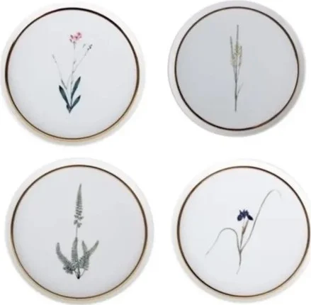 Porland Botanical Series Set of 4 21CM Flat Cake Plates Mixed Pattern