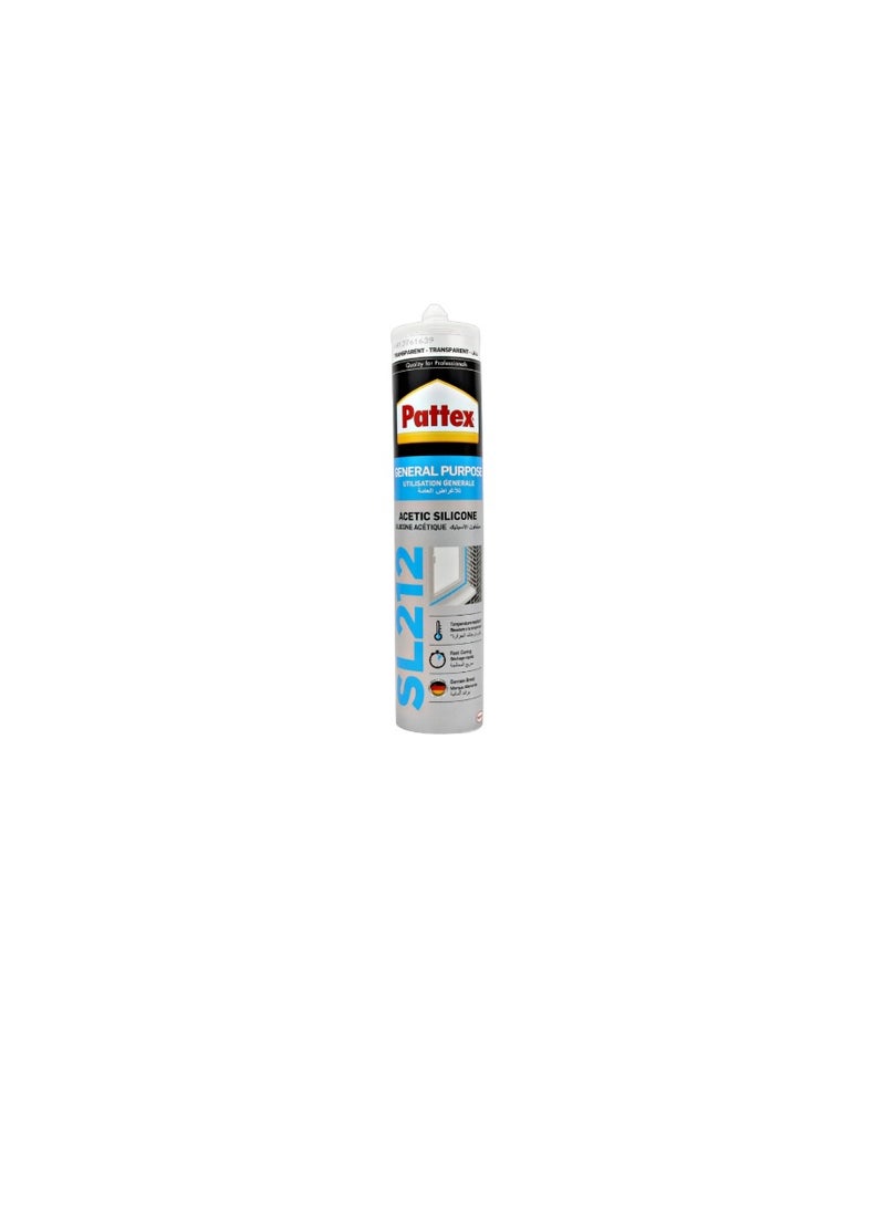 Pattex General Purpose SL212 Acetic Silicone Clear (Transparent) - 280ml - Image 1