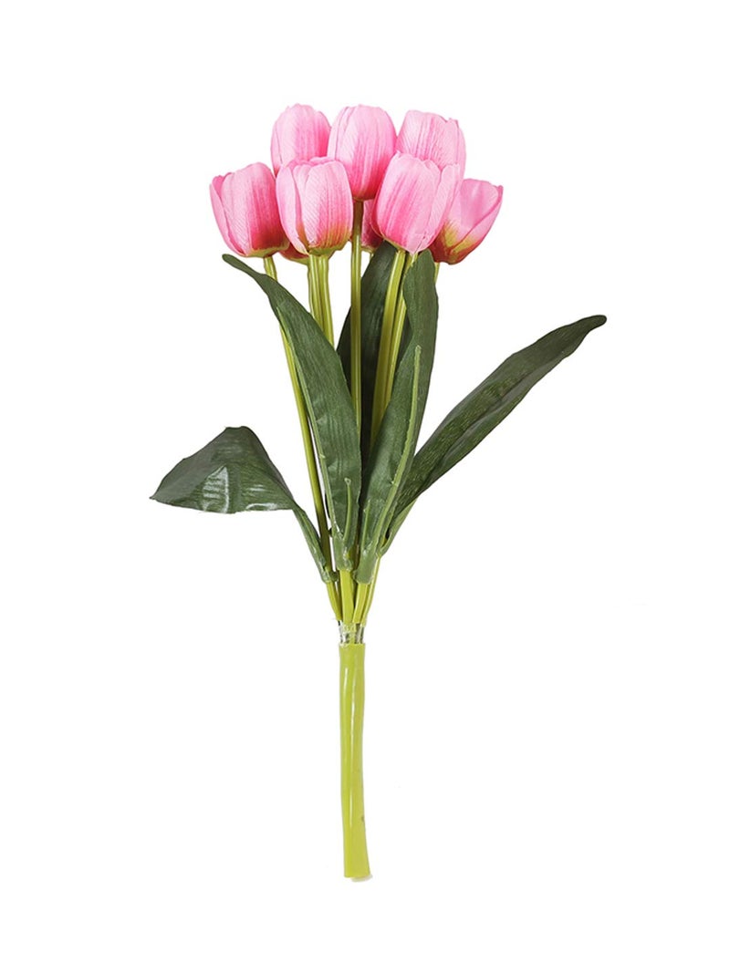 Fourwalls Beautiful Decorative Artificial Tulip Flower Bunch for Home dcor 40 cm Tall 9 Heads Set of 3 LightPink - Image 3