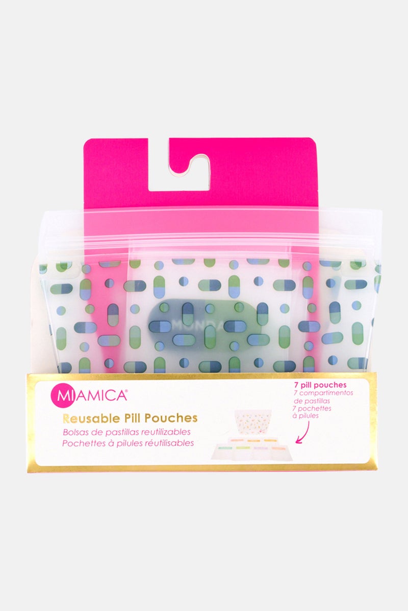 Miamica Reusable 7 Pieces Pill Pouches, Transparent - Image 1