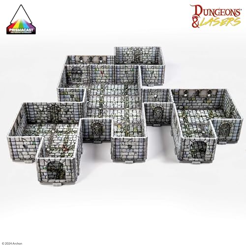 Dungeons & Lasers مجموعة تضاريس مرسومة مسبقًا من Dungeons Lasers لألعاب DND وألعاب RPG على الطاولة متوافقة مع 5E مع تصميم معياري للتجميع السريع زنزانة خيالية - Image 5