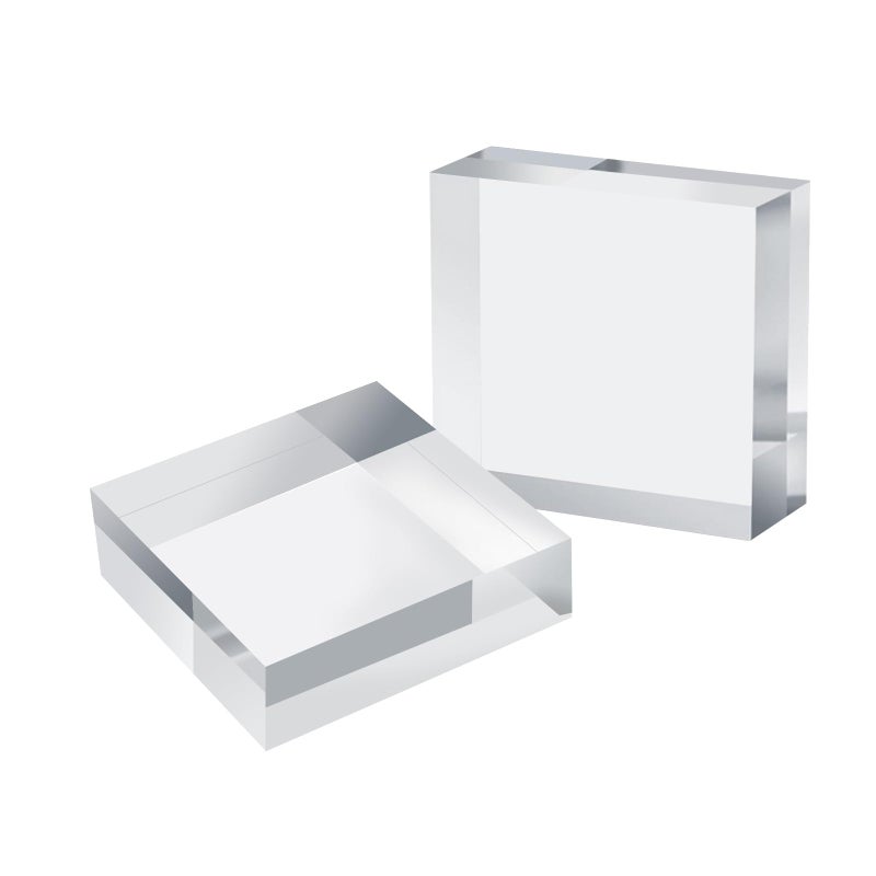 Hewomate Hewomate Acrylic Square Display Block 2 Pieces 3 x 3 x 1 Inches Edge Polished Clear Display Pedestal Display Base 