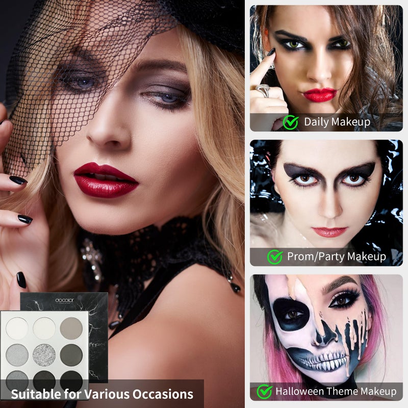 docolor Eyeshadow Palette 9 Colors Black Eyeshadow Gemstone Shadow Palette Highly Pigmented Mattes Shimmers Smokey Glitter Cream Colorful Powder Blendable Long Lasting Waterproof Makeup Palette - Image 4