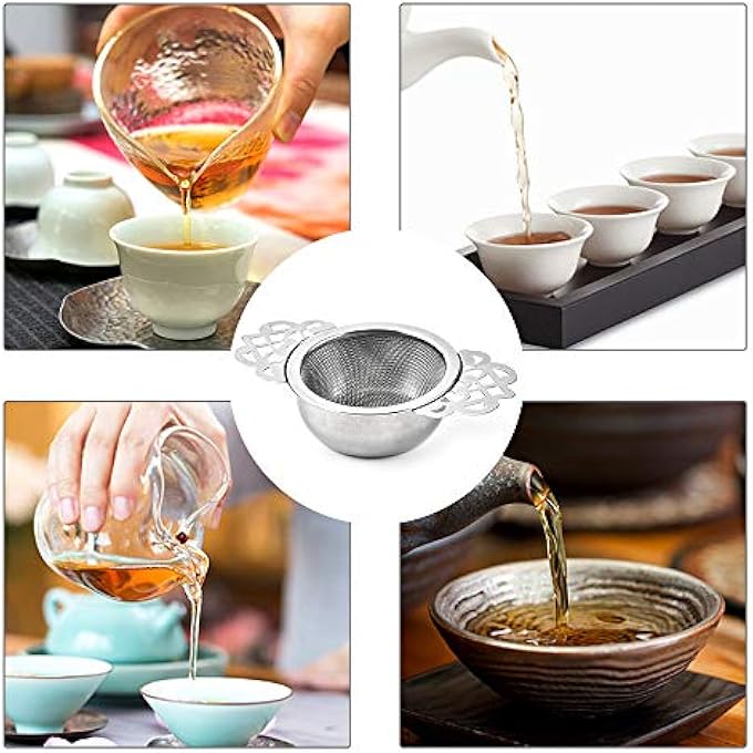 SWIUKPHE Tea Strainer Bowl Stainless Steel Sliver Tea Strainers For Loose Tea Fine Mesh For 2 Pack 254 Inch Cup Mouth - Image 5