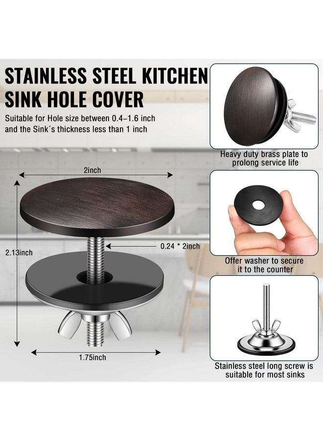 ليفيدي غطاء فتحة حوض المطبخ مقاس 2 بوصة، غطاء فتحة الصنبور، غطاء فتحة صنبور حوض المطبخ المصنوع من الفولاذ المقاوم للصدأ، غطاء سدادة معدنية (برونزي مطلي بالزيت) - Image 2