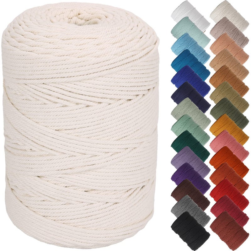 NOANTA Natural Macrame Cord 3mm x 328Yards, Beige Macrame Rope, Cotton Cord for Wall Hanging, Plant Hangers, Christmas Crafts, Knitting - Image 1