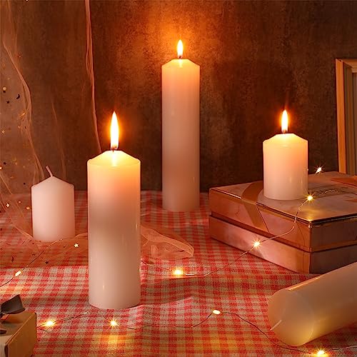 MTLEE 36 Pcs Pillar Candles Bulk Set of 3 Long Burning Wax Pillar Candles 2 in x 3, 6, 8 Inch Dripless Unscented Smokeless for Wedding Party Spa Lantern Fireplace Home(White) - Image 4