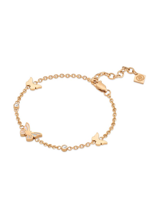 CERRUTI 1881 Butterfly Rose Gold Bracelet, Mother of Pearl Butterfly Motifs, Elegant and Playful Design by Cerruti 1881  - Image 2