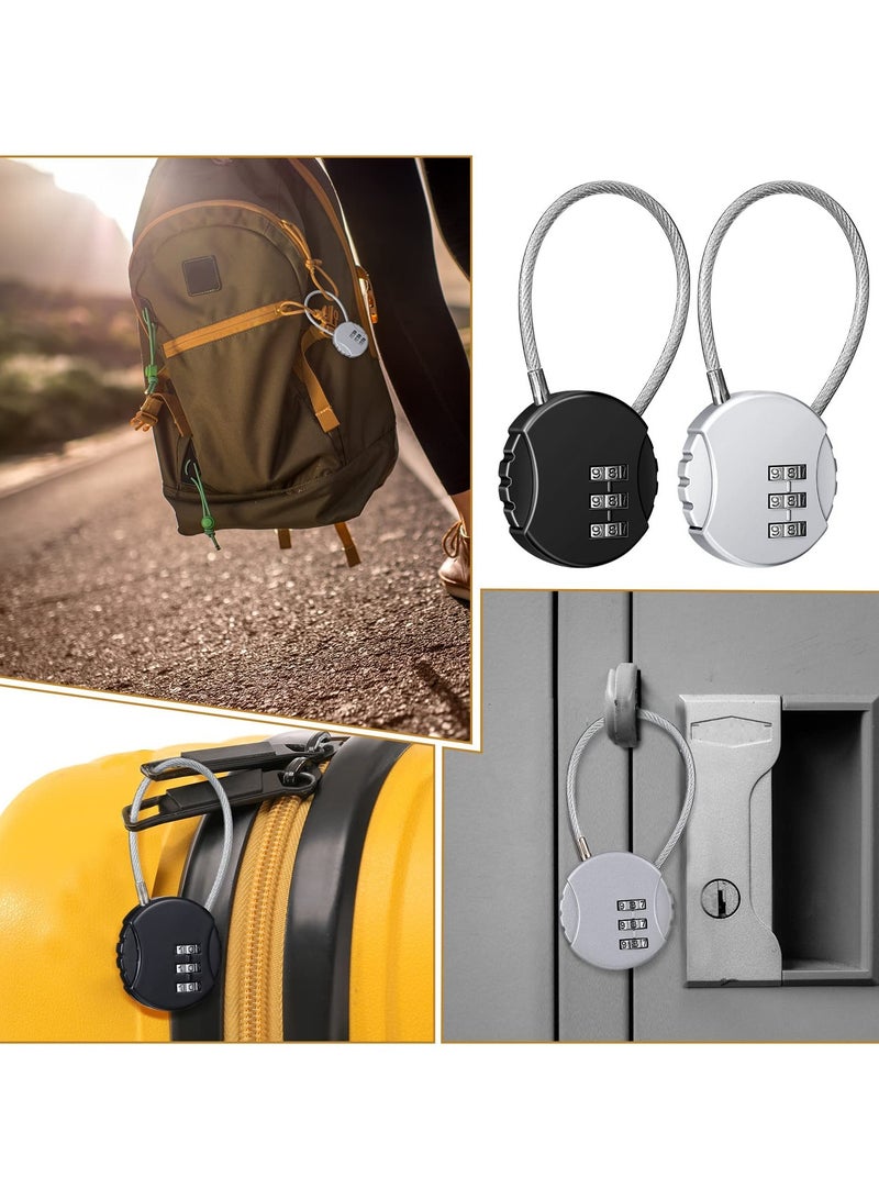 Fasola 4 Pieces 3 Digit Combo Number Locks, Combination Locks, Luggage Lock Waterproof Travel Padlocks for School Gate Fence Cabinet Toolbox Suitcase Gym, Hasp Storage (Black, Silver )  - Image 5