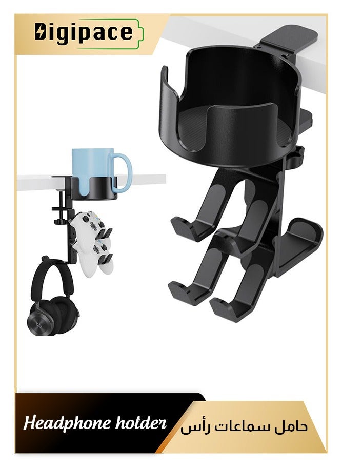 360° Rotating Desk Controller Headphone Holder, Holder with Adjustable Headset Hanger Controller Stand , Clamp on Desk Organizer Gaming Desk Accessories