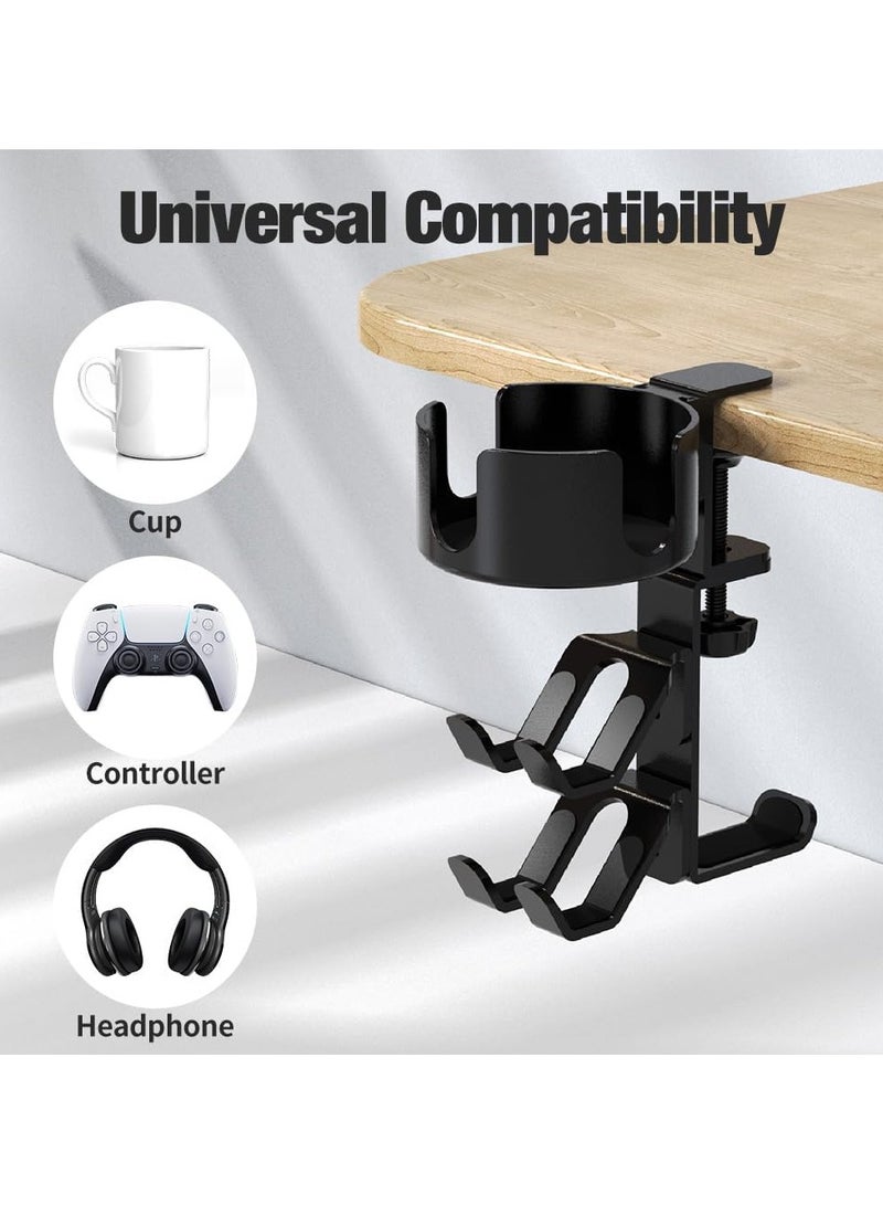 360° Rotating Desk Controller Headphone Holder, Holder with Adjustable Headset Hanger Controller Stand , Clamp on Desk Organizer Gaming Desk Accessories - Image 3