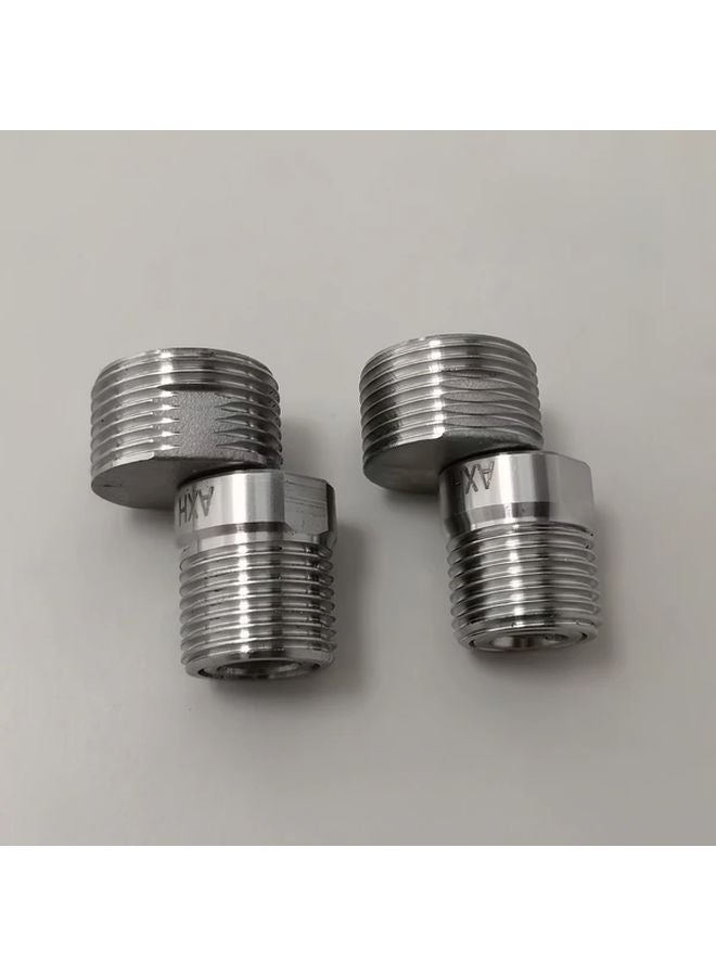 2pcs Short Style 304 Stainless Steel Faucet Adapter 360 Swivel Corrosion Resistant - Image 1