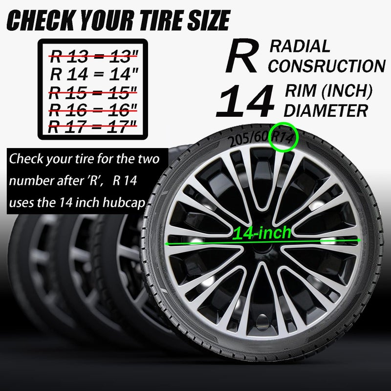 Aiqiying Hubcap Wheel Cover Replacement R14 Hub Caps Universal-Fit Steel Wheel Rim Cover ABS Material Exterior Accessories for Car Truck SUV -Set of 4ï¼ˆ14-inchï¼ŒSilver-Blackï¼‰ - Image 2