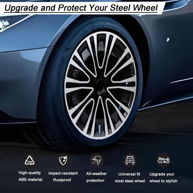 Aiqiying Hubcap Wheel Cover Replacement R14 Hub Caps Universal-Fit Steel Wheel Rim Cover ABS Material Exterior Accessories for Car Truck SUV -Set of 4ï¼ˆ14-inchï¼ŒSilver-Blackï¼‰ - Image 5