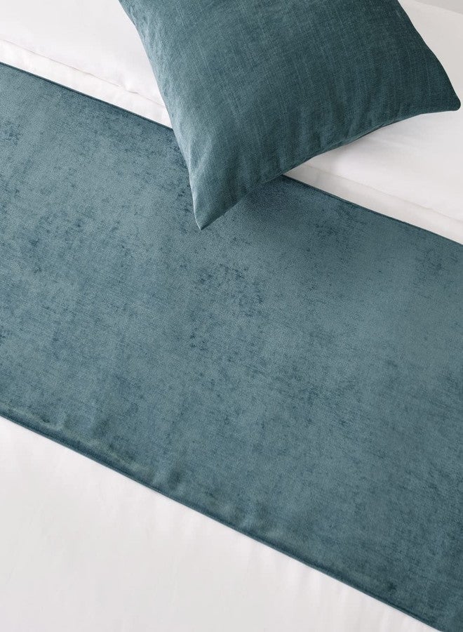 AMBERIS Bed Runner Blue, Chenille Soft No Fading Modern Bed Scarf (Pillowcases Sold Separately) - Image 3