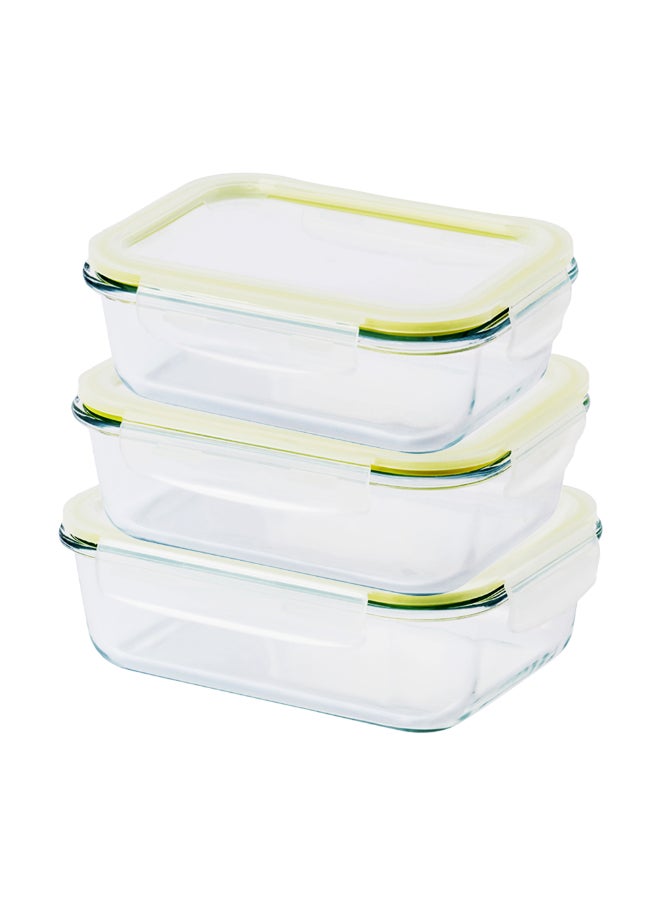 LocknLock Fresh Oven-Safe Glass Rectangle Container 400ml, 630ml, 1040ml, Airtight Food Storage Box, Microwave & Oven Safe Set of 3