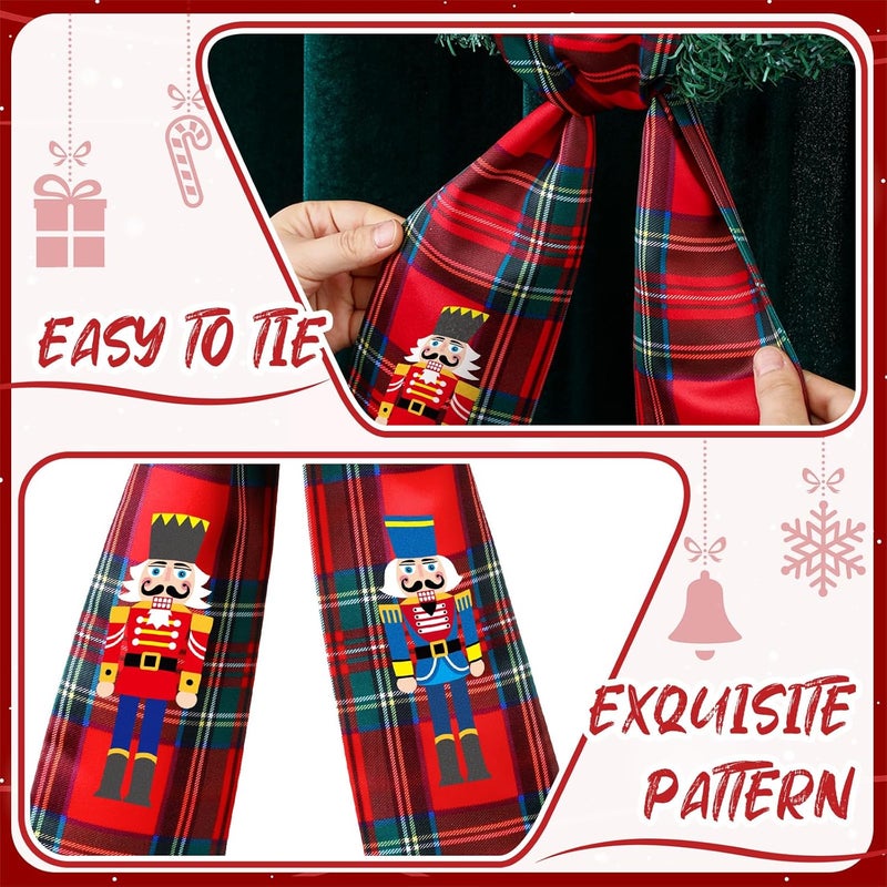 CraftyDream Wreath Sash for Front Door Wreath Satin Sash Blank Sashes Embroidery Monogram Yard Doorway Indoor Outdoor Wall Ribbon Bow Home Decor(Red, Black,Christmas Nutcracker) - Image 4
