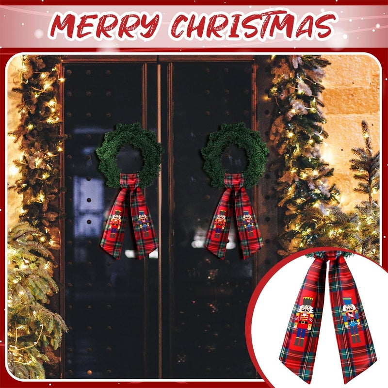CraftyDream Wreath Sash for Front Door Wreath Satin Sash Blank Sashes Embroidery Monogram Yard Doorway Indoor Outdoor Wall Ribbon Bow Home Decor(Red, Black,Christmas Nutcracker) - Image 5