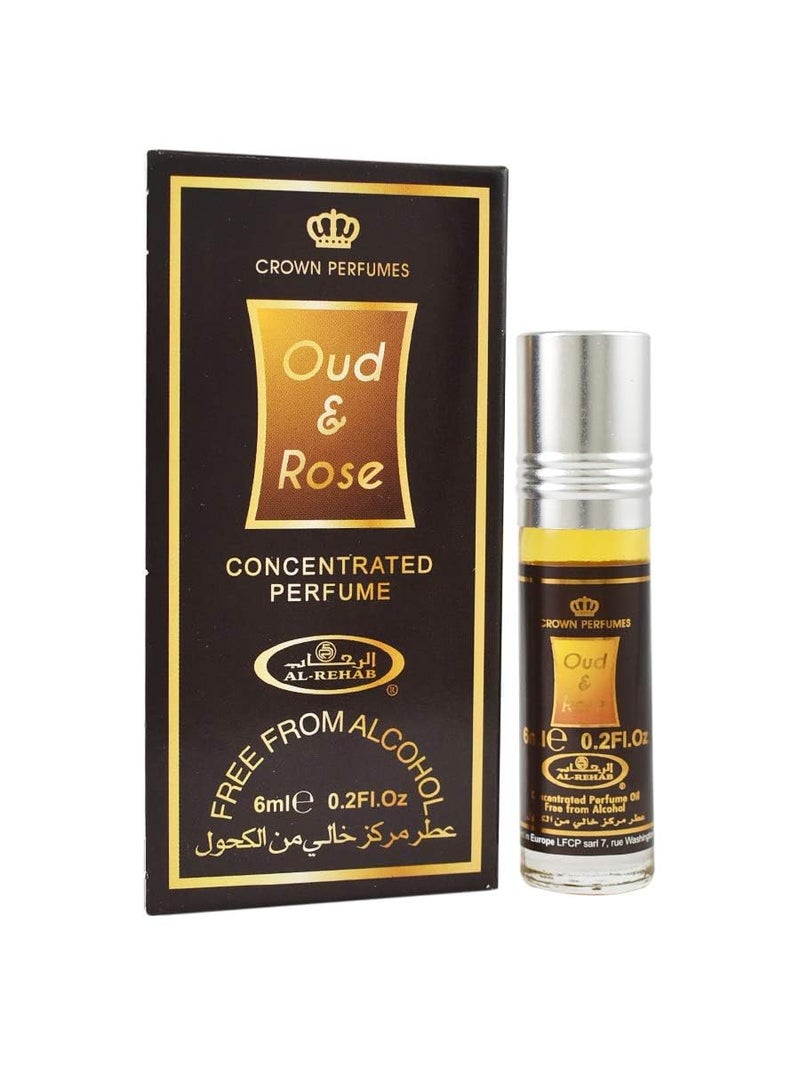 Oud  Rose 6 Ml Concentrated Perfume Oil  Attar by Al Rehab Perfumes 3 PACK