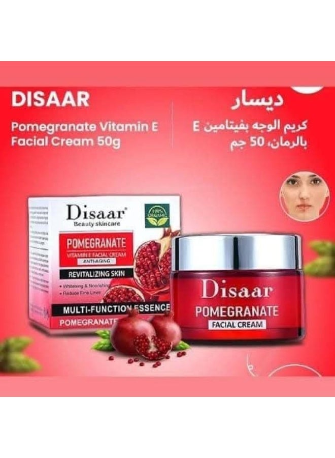 ديسار كريم وجه Disaar بالرمان وفيتامين E  ترطيب وتفتيح وتنظيم الدهون  مضاد للحبوب والرؤوس السوداء  مناسب للبشرة الدهنية والمختلطة - Image 2