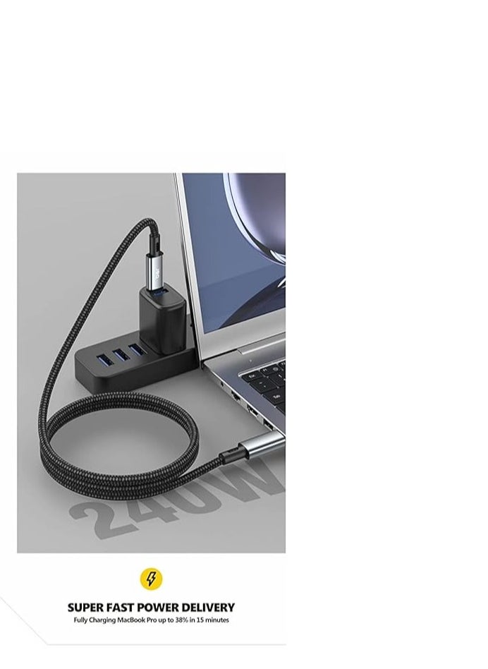 JBQ - 240W Super Fast Power Delivery Type-C to Type-C PD Cable Charge And Sync 40Gbps Transfer Speed OD6.0 Bold Wire 1M - Image 1