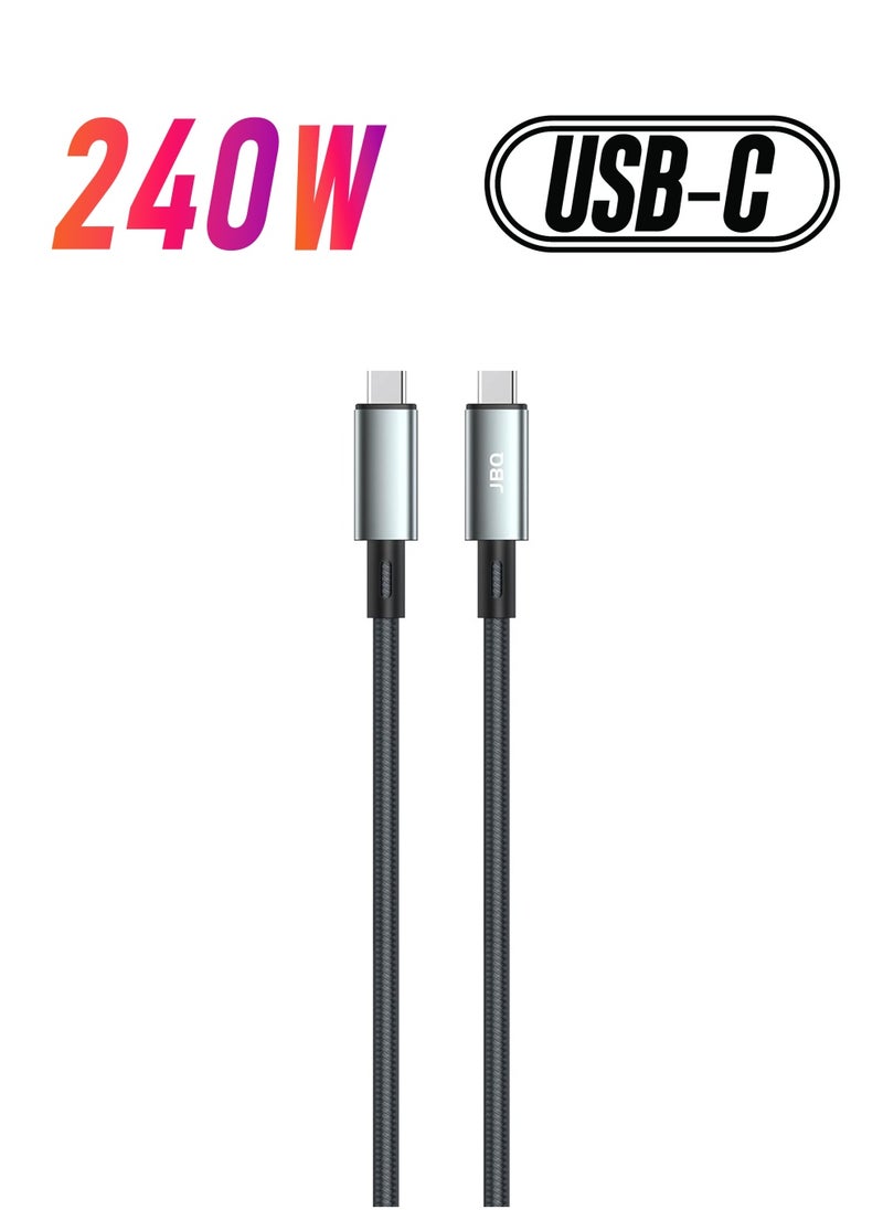 JBQ - 240W Super Fast Power Delivery Type-C to Type-C PD Cable Charge And Sync 40Gbps Transfer Speed OD6.0 Bold Wire 1M - Image 1
