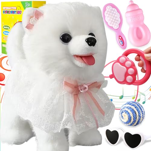 Marsjoy Samoyed Walking Barking Dog for Kids Interactive Musical Puppy Robot Repeats What You Say Realistic Licking Tongue Wagging Tail Remote Control Toddler Toys for Girls and Boys Birthday Gifts - Image 1
