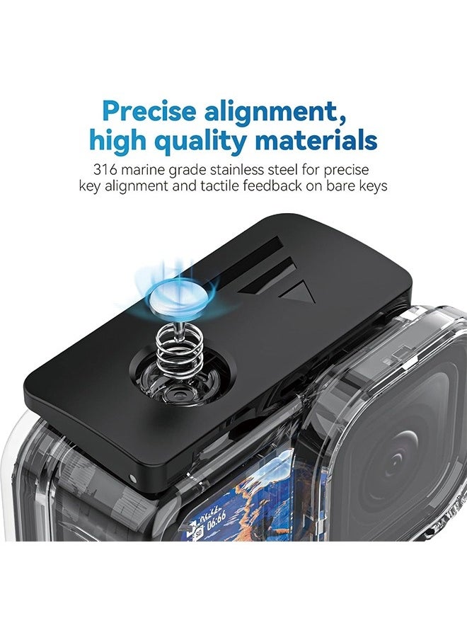 AL RAID - TELESIN Upgraded 60M/196FT Waterproof Case for GoPro Hero 12/11/10/9 Black Waterproof Coating to The Lens, Underwater Dive Case Housing Shell for GoPro 12, 6 × Anti-Fog Sheets, All Scenarios Available - Image 1