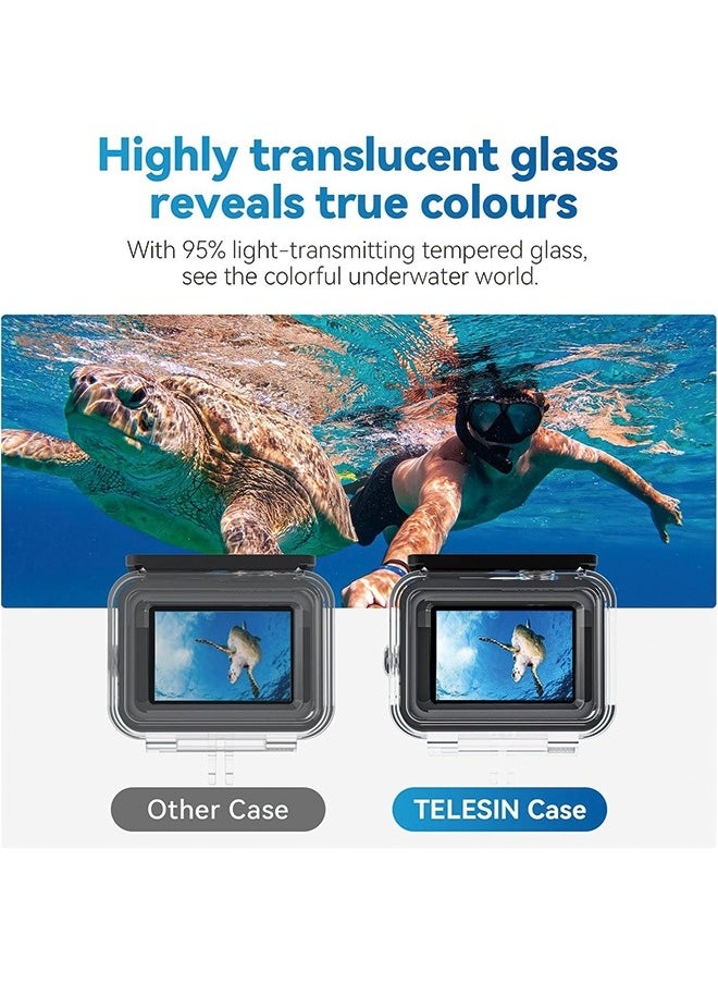 AL RAID - TELESIN Upgraded 60M/196FT Waterproof Case for GoPro Hero 12/11/10/9 Black Waterproof Coating to The Lens, Underwater Dive Case Housing Shell for GoPro 12, 6 × Anti-Fog Sheets, All Scenarios Available - Image 1