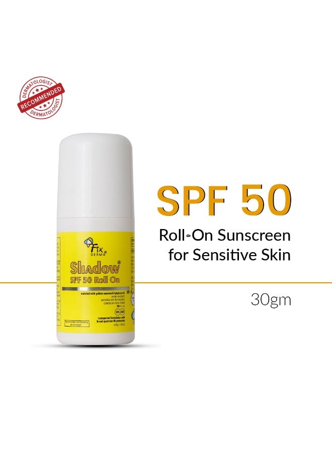 Fixderma Shadow Sunscreen SPF 50 Roll On Pa+++ | Transparent with Broad Spectrum UVA & UVB Protection | Lightweight | Water Resistant | For Sensitive Skin | Sunscreen for Women & Men | 30gm - Image 3
