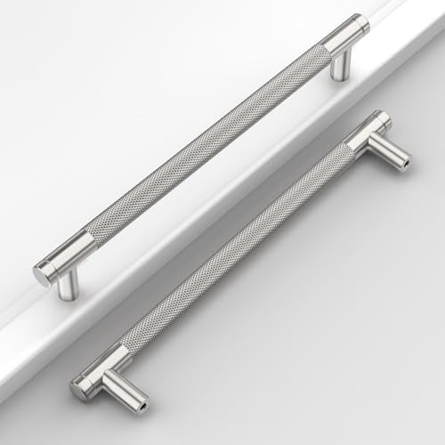 Coinkoly 10 Pack 712192mm Brushed Satin Nickel Cabinet Pulls Knurled Kitchen Cabinet Handles Drawer Pulls Cupboard Hardware for Cabinets - Image 1