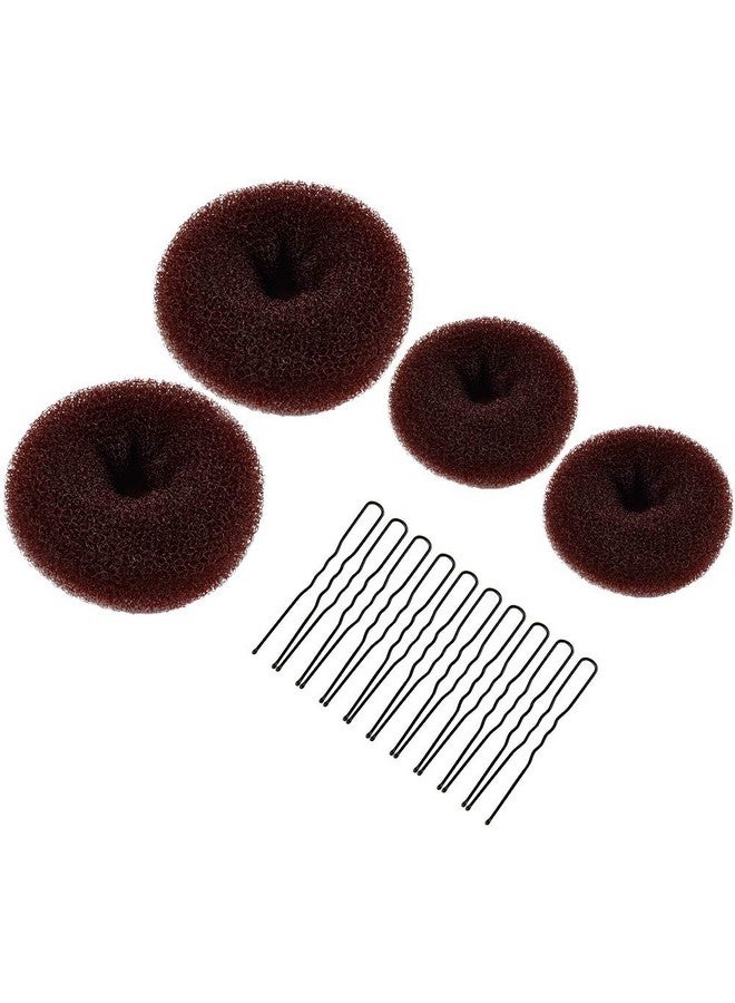 MORGLES Donut Bun Maker, MORGLES Bun Maker for Hair Ring Style Bun Maker Set with 4PCS Donut Bun 10PCS Black Hair Pins - Image 1