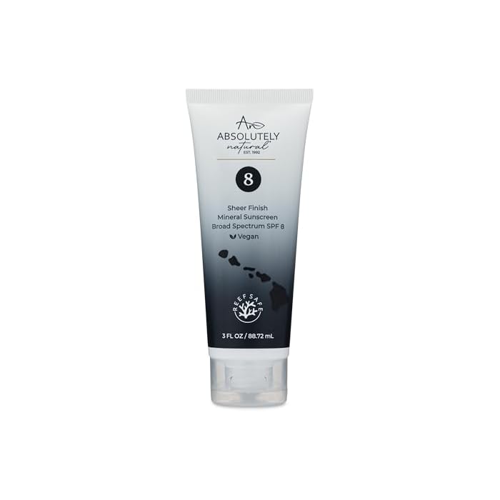 Absolutely Natural - SPF 8 Mineral Sunscreen - Water Resistant Moisturzing Lotion for Body & Face - Non-Nano Zinc Oxide, Vitamin E - 3 Oz