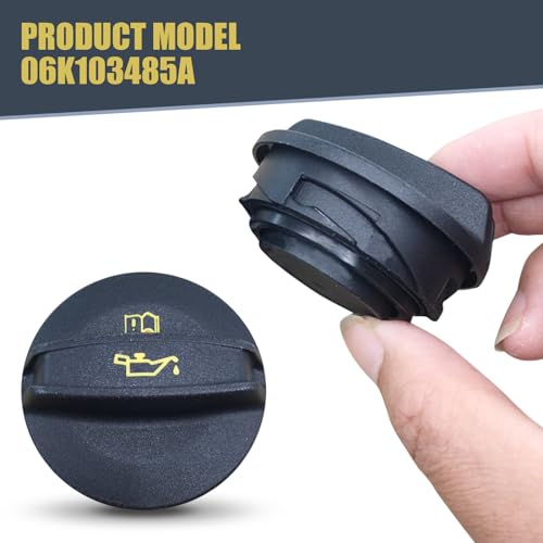 Gseigvee 1 Pack Car Engine Oil Filler Cap Cover Accessories with Pattern Identification, Vehicle Sealing Covers Compatible with Volkswagen Audi Replacement Part OEM #06K103485A (Black) - Image 3