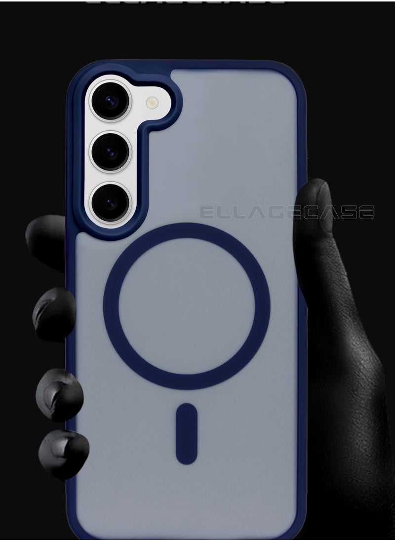 ELLAGECASE - Blue Stylish Case for Samsung Galaxy S23 Plus, Solid Camera Protection, Shockproof, Enhanced Protection, Compatible with MagSafe and Wireless Charging - Image 1