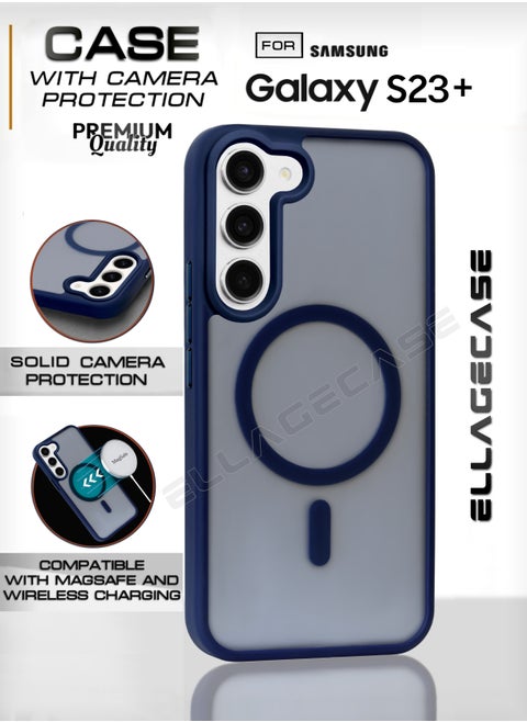 Blue Stylish Case for Samsung Galaxy S23 Plus, Solid Camera Protection, Shockproof, Enhanced Protection, Compatible with MagSafe and Wireless Charging