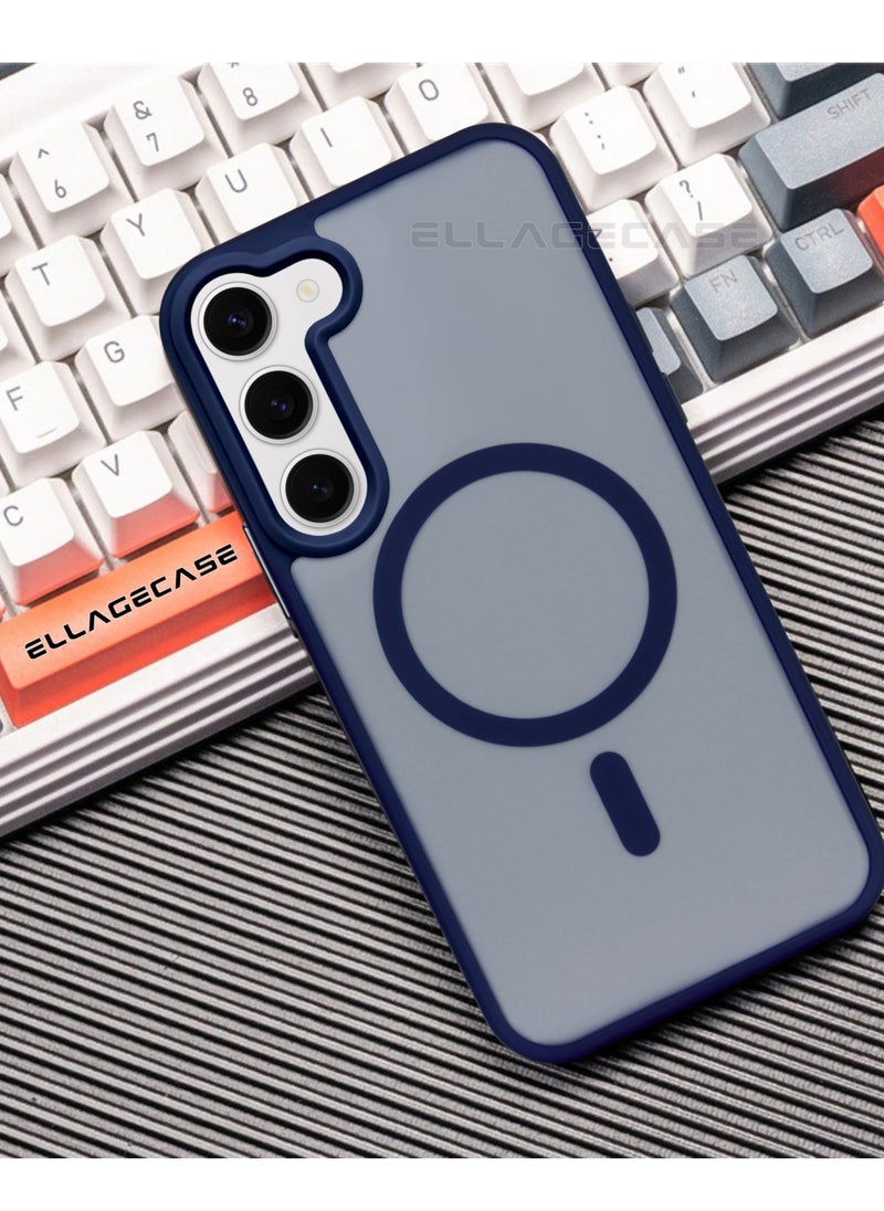 ELLAGECASE - Blue Stylish Case for Samsung Galaxy S23 Plus, Solid Camera Protection, Shockproof, Enhanced Protection, Compatible with MagSafe and Wireless Charging - Image 1