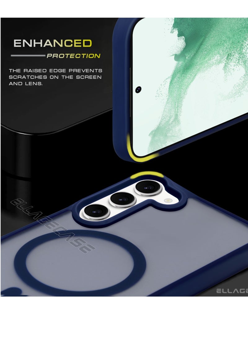 ELLAGECASE - Blue Stylish Case for Samsung Galaxy S23 Plus, Solid Camera Protection, Shockproof, Enhanced Protection, Compatible with MagSafe and Wireless Charging - Image 1