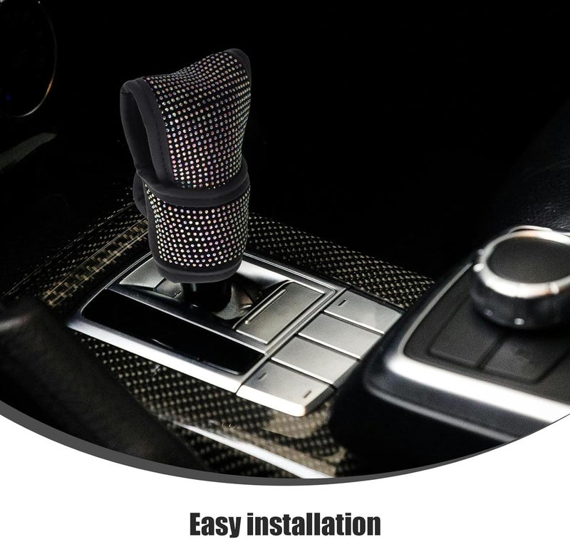 Happyyami Bling Crystal Gear Shift Knob Cover Rhinestone Car Shift Knob Protector Decorative Sparkling Car Gear Stick Cover Universal for Women - Image 4